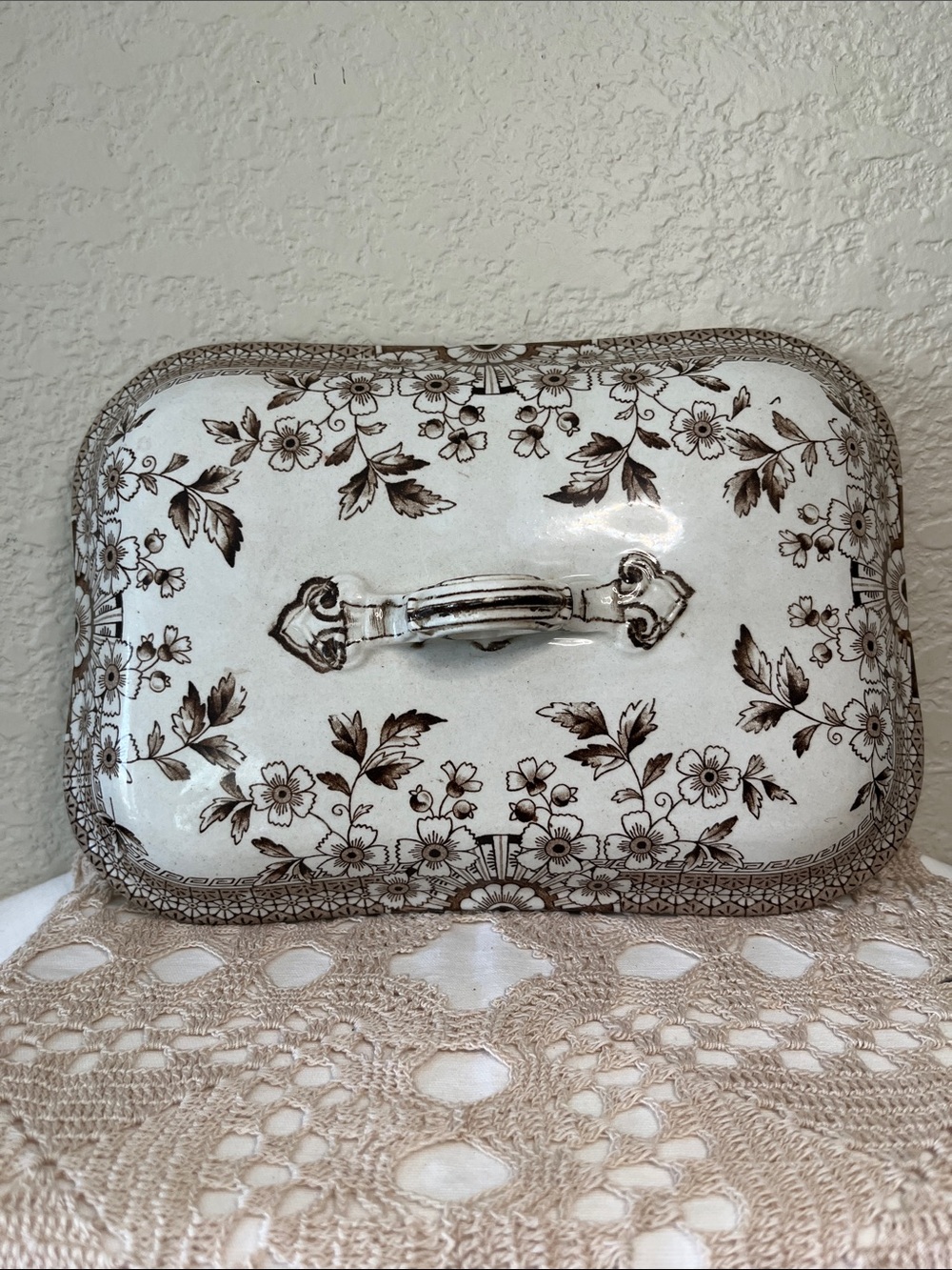 Antique Brown Ashworth / English Staffordshire Transferware Tureen Replacement
